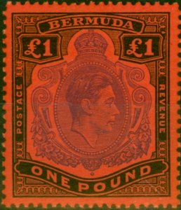 Bermuda 1951 £1 Violet & Black-Scarlet SG121d P.13 V.F MNH (11)