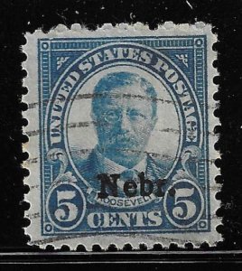 Scott # 674  Lot E948  5c Roosevelt  Nebr Overprint  blue   Used