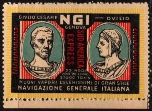 1916 Italy Poster Stamp Liners Giulio Cesare & Duilio South American Express