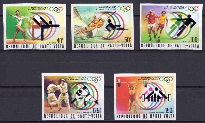 Upper Volta 1976 Sc#387/89C228/29 MONTREAL OLYMPIC Set (5) IMPERFORATED MNH