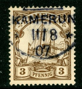 Cameroun 1900 Germany 3 pfg acht Ship Unwatermark Scott # 7 SON VFU X11