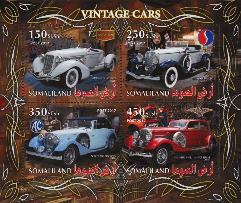 Vintage Car Auburn 851 Souvenir Sheet of 4 Stamps Mint NH