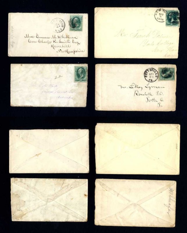 4 different covers with # 147 from various states dated 1870s