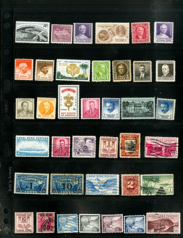 Canal Zone Early Clean Stamp Collection