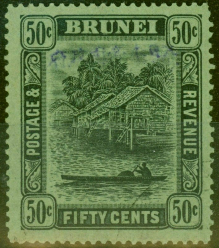 Brunei 1942 Jap Occu 50c Black-Emerald SGJ16 V.F.U Signed MDR in Pencil