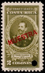 ✔️ COSTA RICA 1943 - TOMAS GUARDIA WITH SPECIMEN & PUNCH SC. C91A  MNH [6.5]