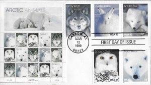 1999 FDC, #3288-3292, 33c Arctic Animals, neat cachet (AR)