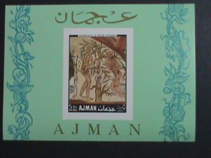 AJMAN -AIRMAILS-FAMOUS NUDE ARTS PAINTING-ADAM AND EVES- MNH S/S VERY FINE