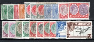 St Kitts-Nevis 1938-50 set to + perf variations SG 68-77f MH