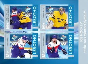 Stamps. Sports. Ice Hockey  2022 year 1+1 sheets perforated Lesotho