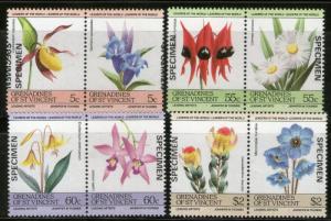 St. Vincent Grenadines 1985 Flowers Orchid ERROR SPECIMEN Sc 476-79 MNH # 2133