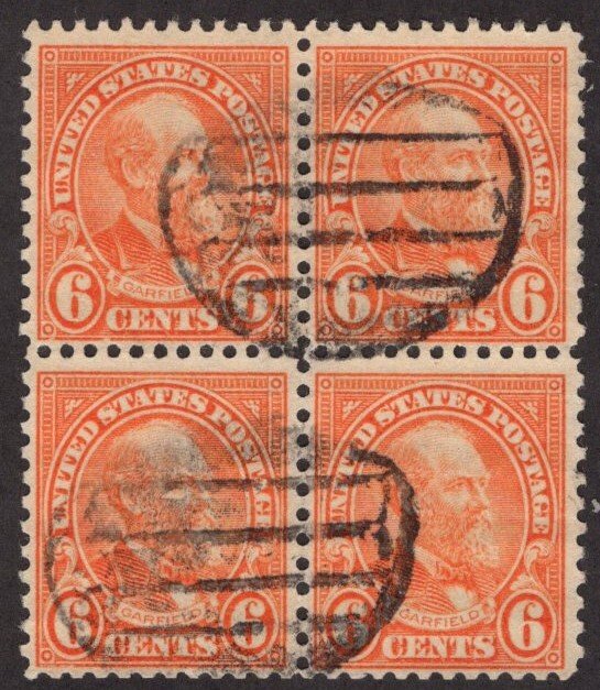 United States Scott #638 USED Block of 4 NH NG Light pencil on rear!
