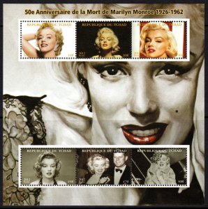 Chad 2012 MARILYN MONROE & JOHN F.KENNEDY Sheetlet (6) Perforated MNH