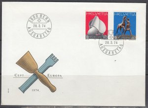 Switzerland Scott 594-5 FDC - 1974 Europa Issue