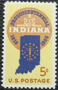 US #1308 MNH Single, Indiana, SCV $.25