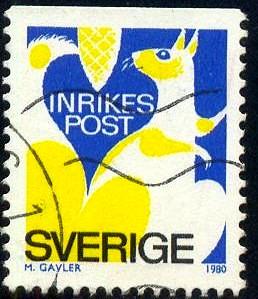 Squirrel, Sweden stamp SC#1323 used