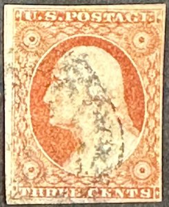 US #10A ??? Used F - 3c Washington (Type II - Orange Brown?) 1851? [$O107]