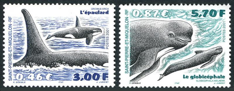 St Pierre & Miquelon 702-703, MNH. Whales, 2001