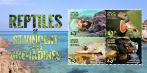 UNION ISLAND 2015 - REPTILES OF ST. VINCENT - SHEET OF 4 STAMPS - MNH