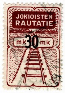 (I.B) Finland Railways : Parcel Stamp 30m on 10m OP (Jokkis)