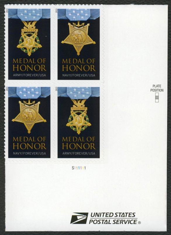 #4823c Medal of Honor: World War II, Plate Block [LR] **ANY 5=FREE SHIPPING** 