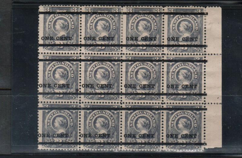 Newfoundland #75 Mint Fine - Very Fine Plate Block Of 12 - Bottom 8 Stamps NH