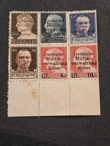 WW2 WWII German Italy Italian KOTOR Military Stamp block x 6 w overprints MNH