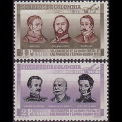 COLOMBIA 1955 - Scott# C279-80 Postal Union 1-2p LH