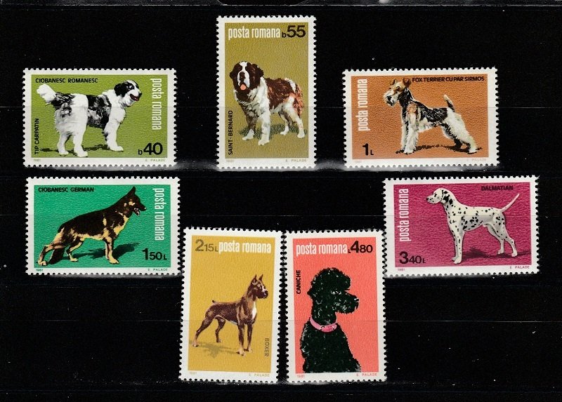 Romania  Scott#  2988-2994  MNH (1981 National Dog Show)