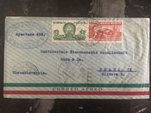 1938 Mexico to Prague Czechooslovakia airmail cover