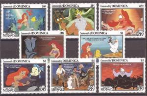 Dominica - 1991 Disney The Little Mermaid - 8 Stamp Set #1348-55