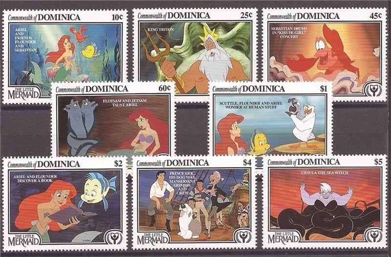 Dominica - 1991 Disney The Little Mermaid - 8 Stamp Set #1348-55