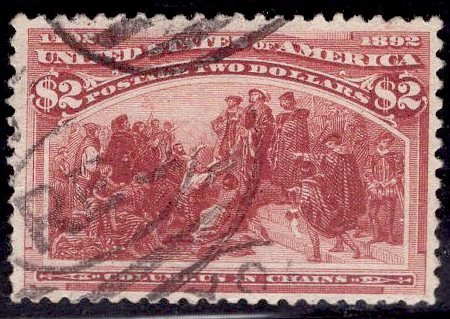 US Stamp #242 USED $2 Columbian SCV $525. Beautiful Balance, DEEP Color.