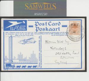 S.AFRICA GB KEVIII FRANKING Card 1936 Empire Exhibition {samwells-covers}MS230