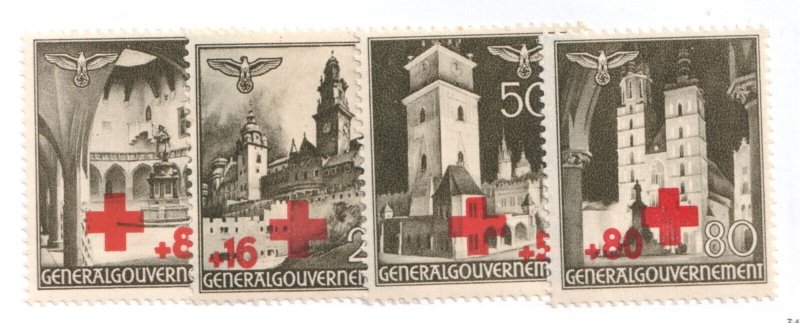 1940 Poland, General Government , German Sc# NB1-4. Red Cross. MNH Cv$16