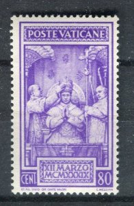 VATICAN; 1939 Pope Pius XII issue fine Mint hinged 80c. value