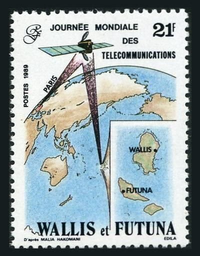 Wallis & Futuna 381, MNH. Michel 565. Telecommunications Day, 1989. World map.