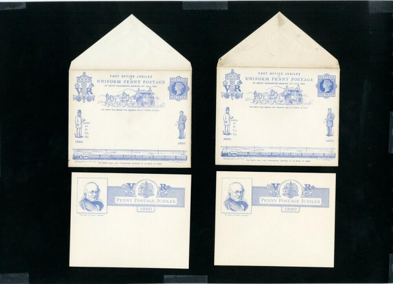 Great Britain Post Cards 8x 1890's Commems Official's Mint