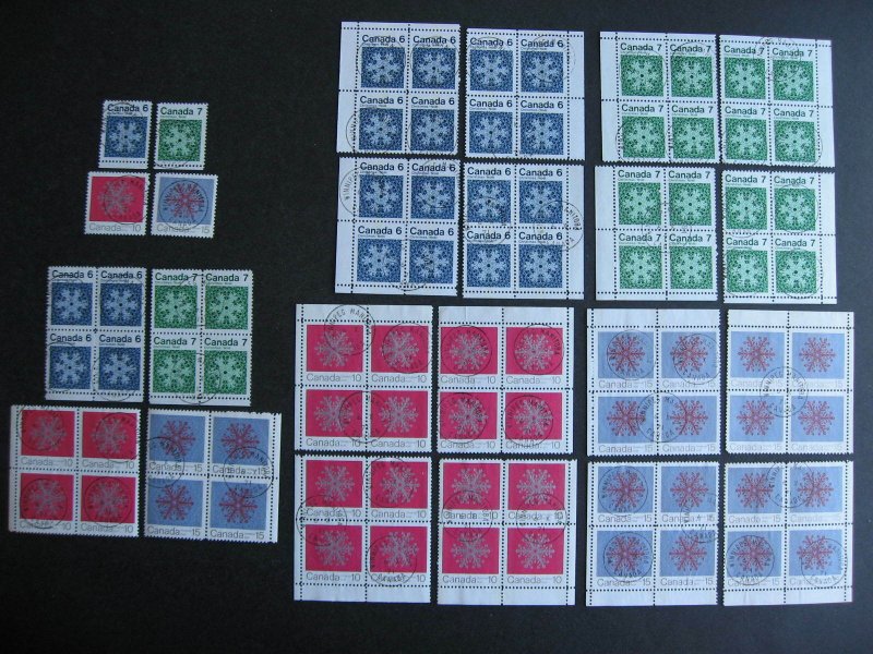 Canada 1971 Xmas Sc 554p-7p first day cancelled singles, blocks,MS PB Bileski 