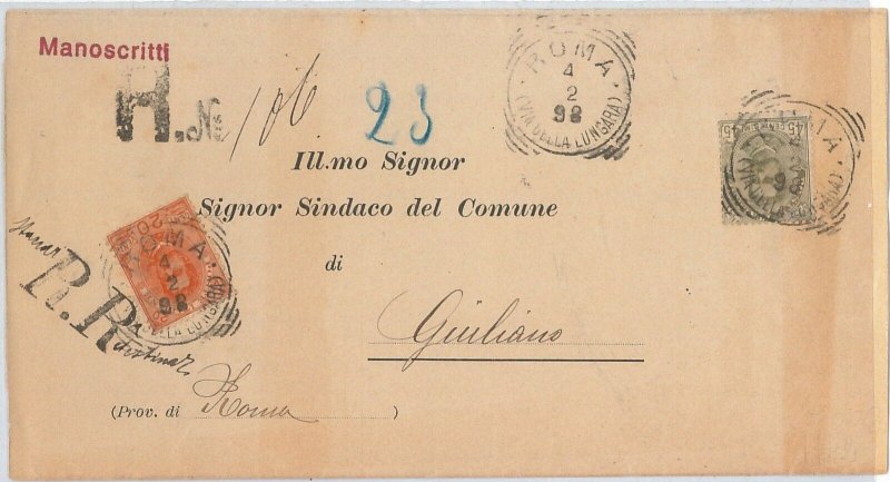 54780 - REGNO: UMBERTO I - STORIA POSTALE :  BUSTA con tariffa 65 centesimi 1898