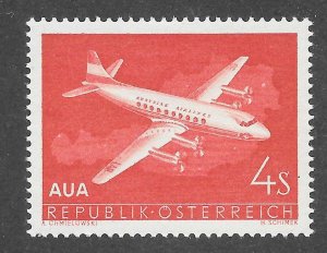 Austria Scott 632 MNHOG - 1958 Re-opening of Austrian Airlines - SCV $0.80