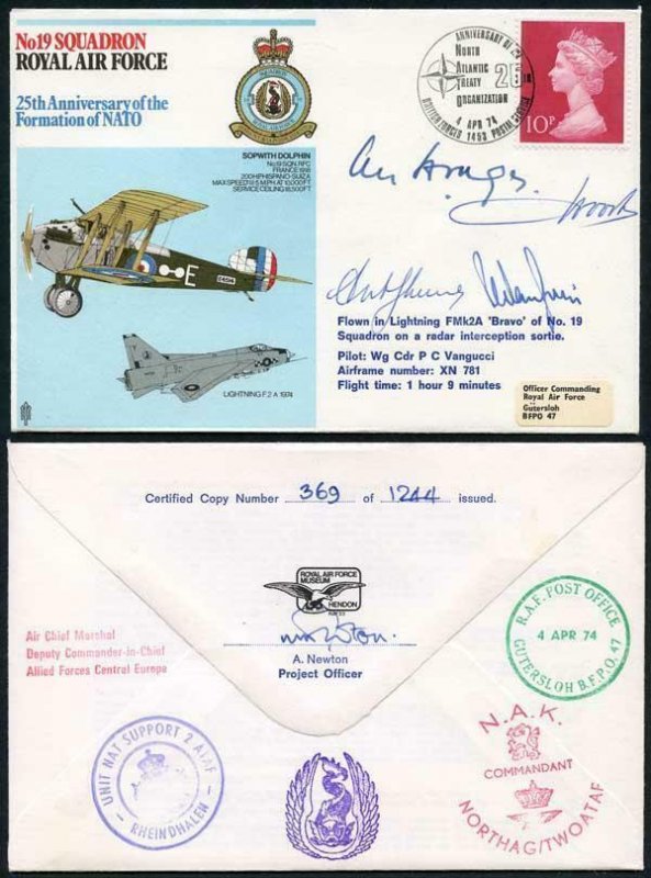 RAF23c No.19 Squadron 25th Ann of the Formation of NATO Signed by four