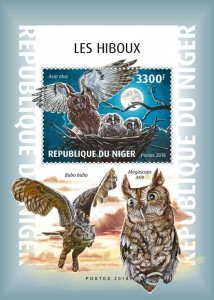 NIGER - 2018 - Owls - Perf Souv Sheet - Mint Never Hinged