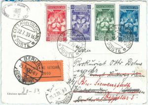 71904 - VATICAN - POSTAL HISTORY - Sass 68 / 71 on RECOMMENDED CARD 1939-