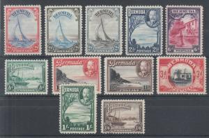 Bermuda Sc 105-114 MLH. 1936-1940 KGV definitives, complete set of 11, VF