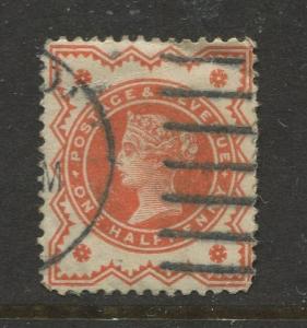 Great Britain  #111  Used 1887 Single 1/2p Stamp