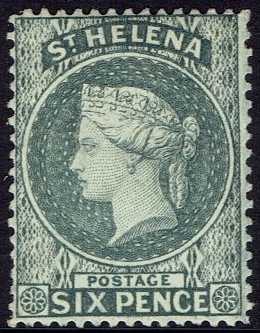 ST HELENA 1884 QV 6D WMK CROWN CA