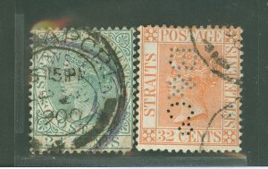 Straits Settlements #54/56   (Perfin)