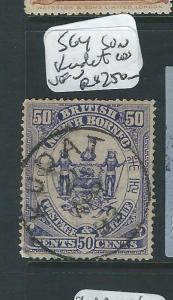 NORTH BORNEO (P2307B) 50C ARMS, LION SG46 SON CDS KUDAT   RARE   VFU 