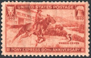 SC#894 3¢ Pony Express Anniversary Single (1940) MNH